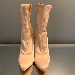 Satin Block Heel Booties